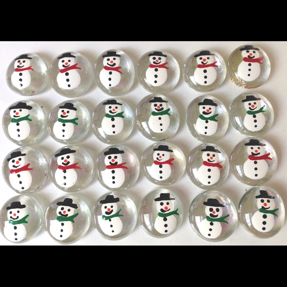 HandPainted Glass Gems - Snowman